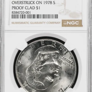UNIQUE 1978-P Mint State Ike $1 Overstruck on 1978-S Proof Clad Ike $1 NGC MS 67