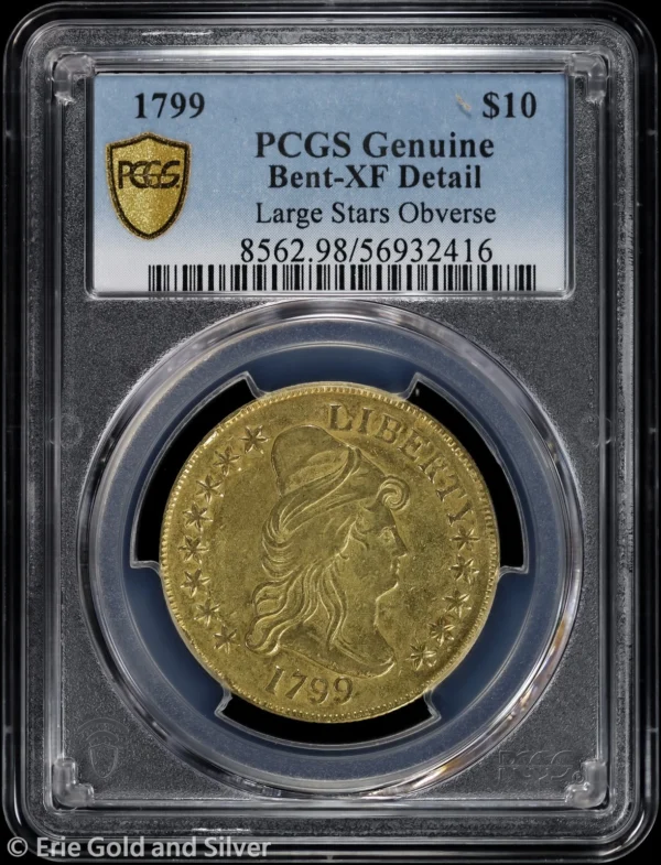 1799 $10 Capped Bust Gold Eagle PCGS Genuine XF Detail | Large Stars Obverse