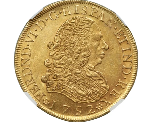 1752 8 Escudos MS 62 Peru Gold Coin - Rare Spain Colonial Treasure - Image 3