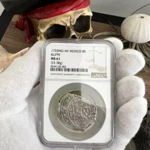 MS61 MEXICO 1733 KLIPPE 8 REALES PIRATE SILVER COINS